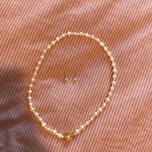 Real Pearl Necklace + Matching Earrings